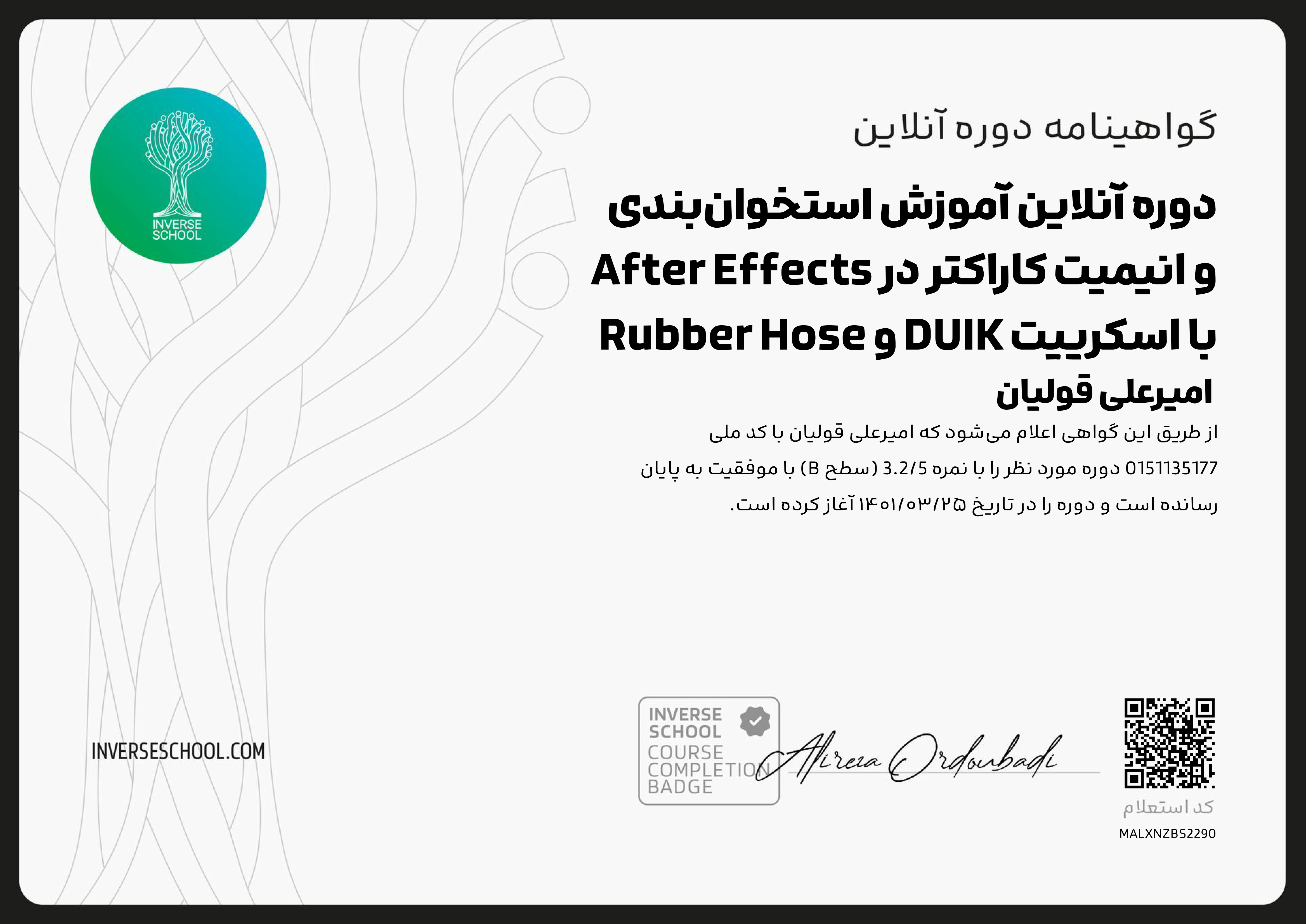 After Effects character rigging certificate